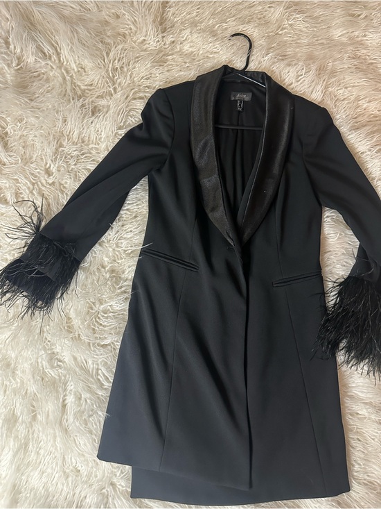 Adrianna Papell Jackets & Blazers - Aidan by Adrianna Papell Black Feather-Cuff fitted Blazer dress 4